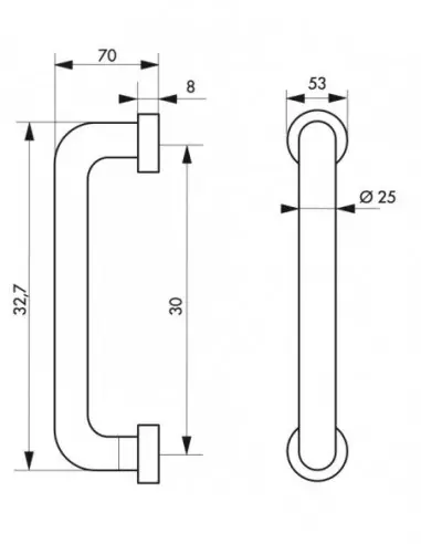 Paire de poignées tirage inox d 25 de porte battante - l 325mm Paire de poignées tirage inox d 25 de porte battante - l 325mm