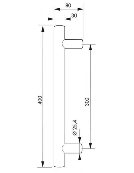 Paire de poignées tirage inox d 30 de porte battante - ht 400mm