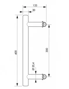 Paire de poignées tirage inox d 30 de porte battante - ht 400mm 2