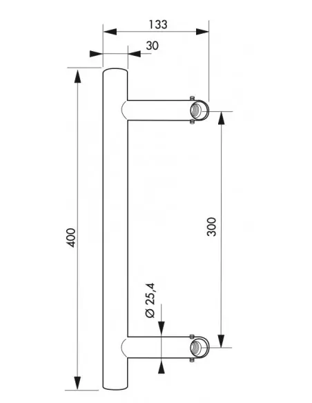 Paire de poignées tirage inox d 30 de porte battante - ht 400mm