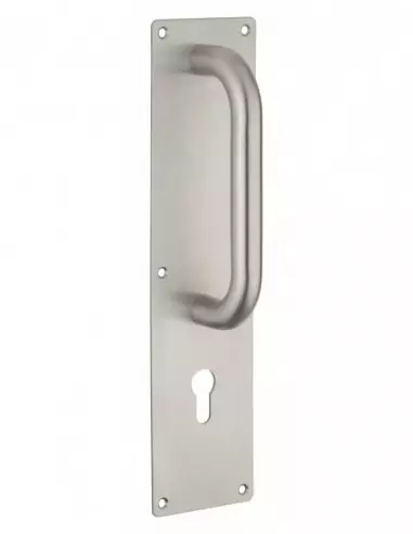 Poignée tirage inox avec plaque 300x75 mm - pour cylindre profilé