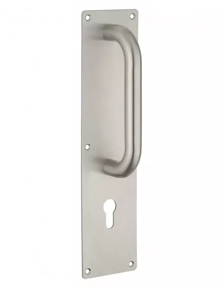 Poignée tirage inox avec plaque 300x75 mm - pour cylindre profilé