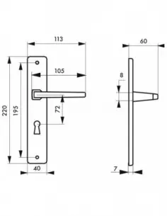 Picardie trou de clé, l carré 8 mm x 72 mm 2