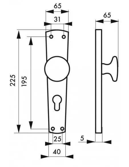 Bratislava laiton trou de cylindre (1/2 ensemble bouton fixe)