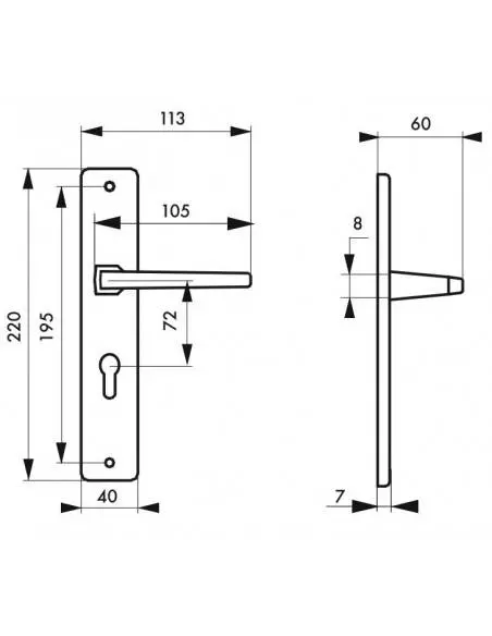 Picardie trou de cylindre, i carré 8â mm x 72 mm