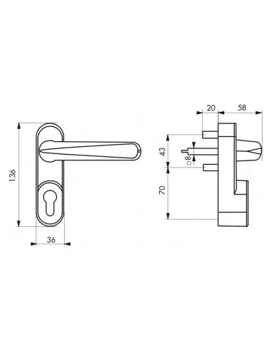 Poignee de manoeuvre exterieure laqué blanc - sans cylindre profilé Poignee de manoeuvre exterieure laqué blanc - sans cylindre profilé