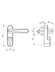 Poignee de manoeuvre exterieure laqué noir - sans cylindre profilé 2