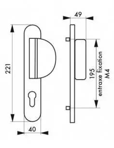 Poignee porte-palère chantilly serrure tribando marron (1/2 ensemble) 2