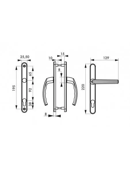 Sultane 235x25 c8x92mm trou de cylindre inox f9