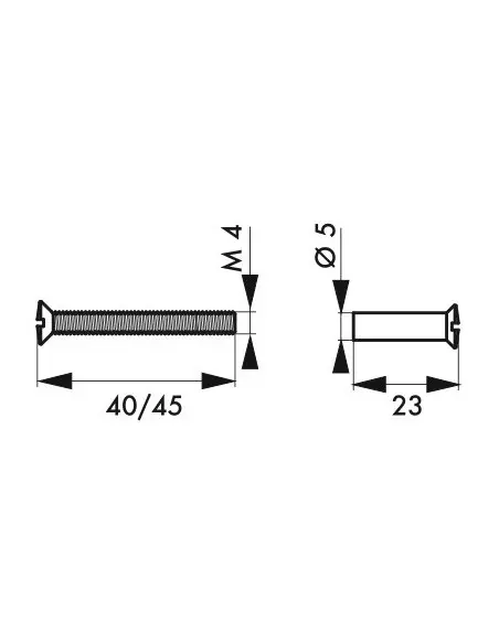 Vis métaux 4 x 40 mm pour ensemble chromé et nylon (2 pèces sur carte)