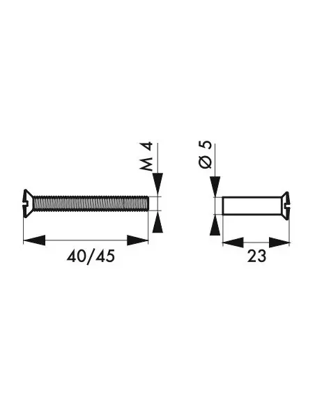 Vis métaux 4 x 45 mm pour ensemble laiton avec douille (2 pèces sur carte)