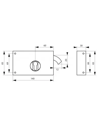 Boîtier cp à crochet 140 x 83 mm droite Boîtier cp à crochet 140 x 83 mm droite