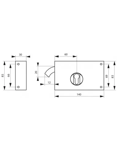 Boîtier cp à crochet 140 x 83 mm gauche Boîtier cp à crochet 140 x 83 mm gauche