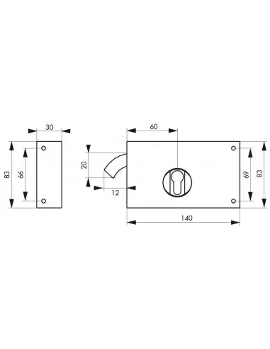 Boîtier cp à crochet 140 x 83 mm gauche z Boîtier cp à crochet 140 x 83 mm gauche z