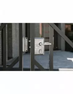 Boîtier serrure avec coffre pour portail - réversible - finition alu 2