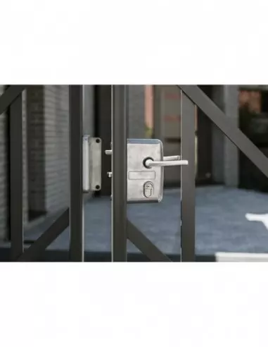 Boîtier serrure avec coffre pour portail - réversible - finition alu Boîtier serrure avec coffre pour portail - réversible - finition alu