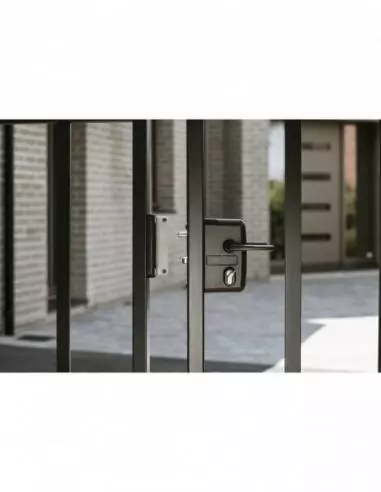 Boîtier serrure avec coffre pour portail - réversible - finition noir 9005 Boîtier serrure avec coffre pour portail - réversible - finition noir 9005