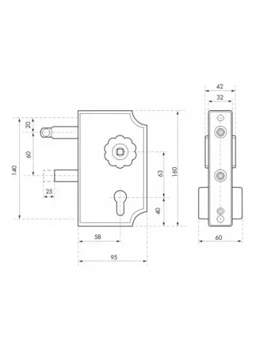 Boîtier serrure rustique noir pour portail Boîtier serrure rustique noir pour portail