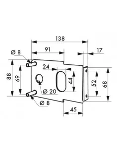 Plaque de fixation à souder pour serrure horizontale z 2