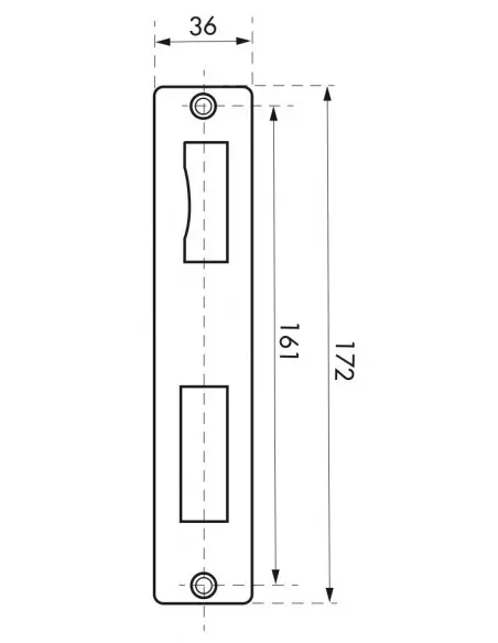 Platine de gâche 40x172mm double empennage