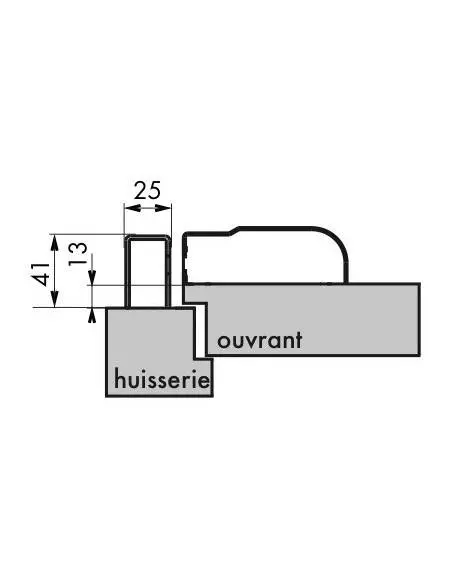 Gâche rasée serr réversible pour porte à recouvrement hauteur 2250 mm maxi, marron