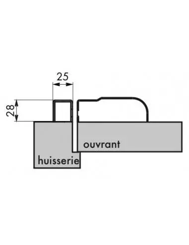 Gâche standard rasée serr réversible pour porte hauteur 2250 mm maxi, blanc Gâche standard rasée serr réversible pour porte hauteur 2250 mm maxi, blanc