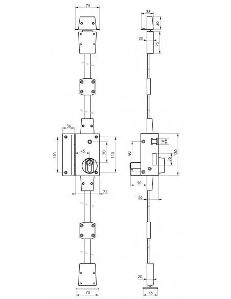 Boîtier de verti cp blanche à fouillot 75 x 130 mm gauche