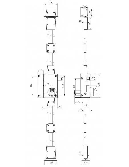 Boîtier de verti cp blanche à tirage 75 x 130 mm gauche