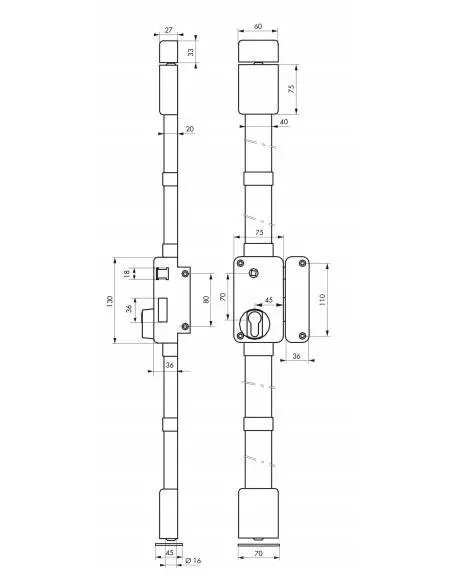 Boîtier de serrure beluga cp blanche à fouillot 75 x 130 mm droite