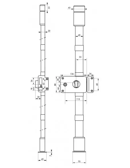 Boîtier de serrure horga blanc à fouillot 140 x 88 mm droite