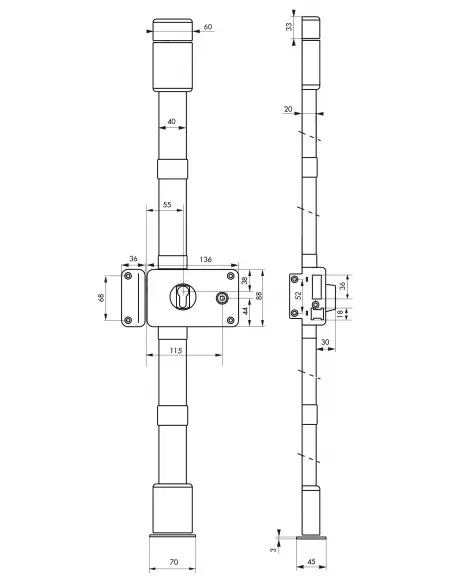 Boîtier de serrure horga blanc à fouillot 140 x 88 mm gauche