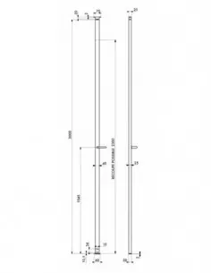 Crémone 2 pts à béquille hauteur 3000 argent, livrée en poussant 2