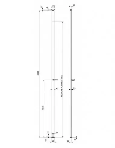 Crémone 2 pts à béquille hauteur 3000 blanc, livrée en poussant Crémone 2 pts à béquille hauteur 3000 blanc, livrée en poussant