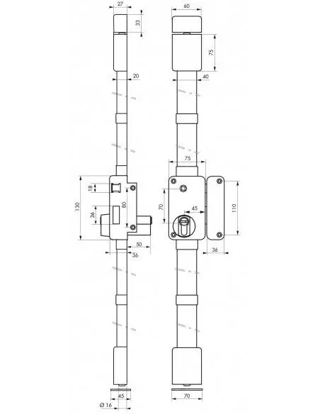 beluga blanche cp transit 2 à fouillot 75 x 130 mm droite 4 clés