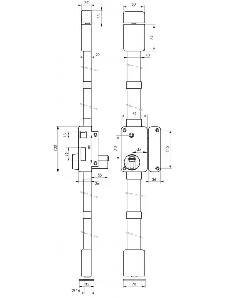 beluga marron cp transit 2 à fouillot 75 x 130 mm droite 4 clés