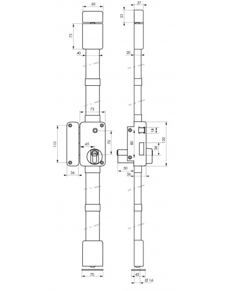 beluga marron cp transit 2 à fouillot 75 x 130 mm gauche 4 clés