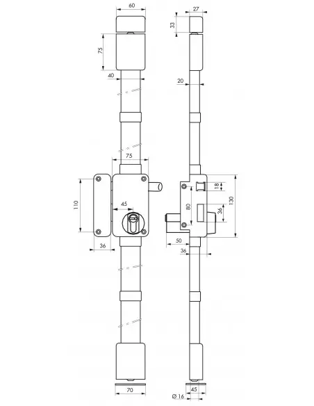 beluga marron cp transit 2 à tirage 75 x 130 mm gauche 4 clés