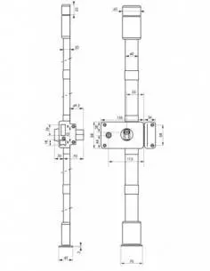 horga marron cp transit 2 à fouillot 88 x 140 mm droite 4 clés pour porte de 50 mm maxi 2