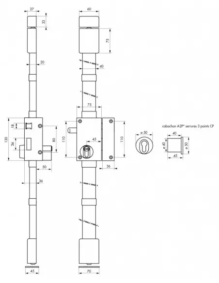 targa bronze cp transit 2 à tirage 75 x 130 mm droite 4 clés