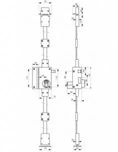 Serrure verti bronze cp à tirage 75 x 130 mm gauche 4 clés 2