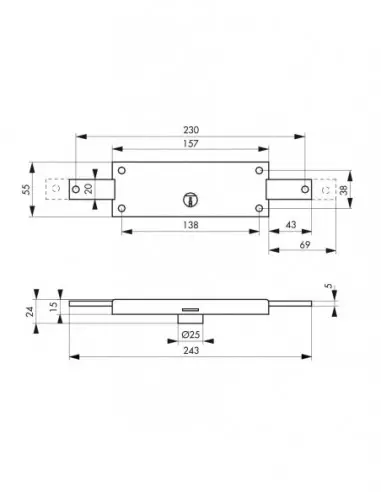 Serrure de surete à cylindreØ 25 mm pour rideau métallique Serrure de surete à cylindreØ 25 mm pour rideau métallique