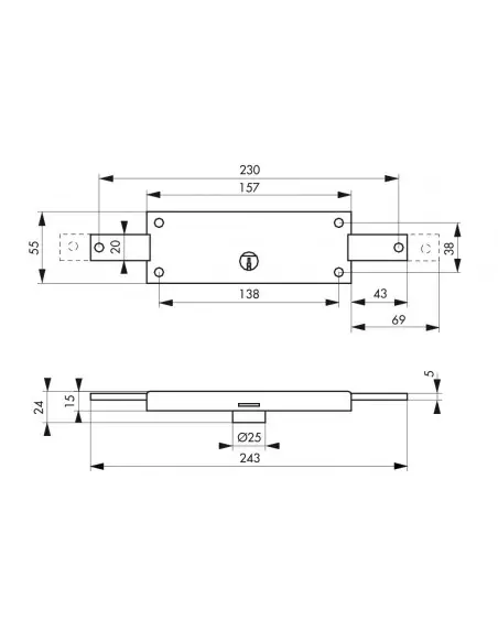 Serrure de surete à cylindreØ 25 mm pour rideau métallique