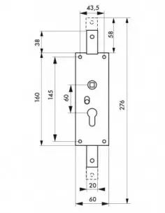 Boîtier vertical à cylindre profilé carré 7 mm 2 points haut et bas 2
