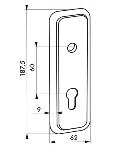 Plaque de propreté 186 x 62 mm e60 mm pour réf. 096564 / 096566 Plaque de propreté 186 x 62 mm e60 mm pour réf. 096564 / 096566