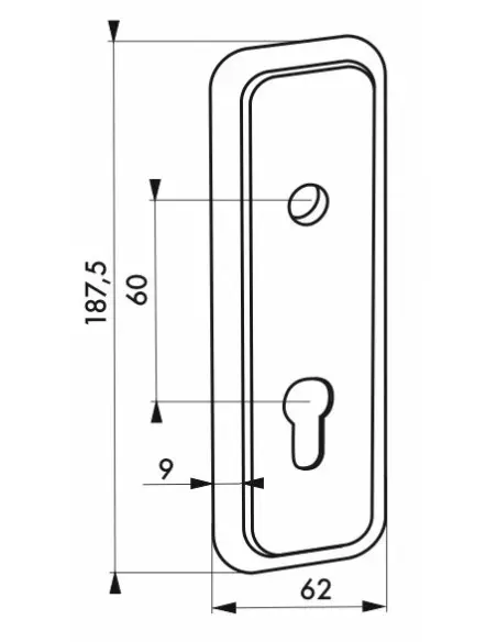 Plaque de propreté 186 x 62 mm e60 mm pour réf. 096564 / 096566