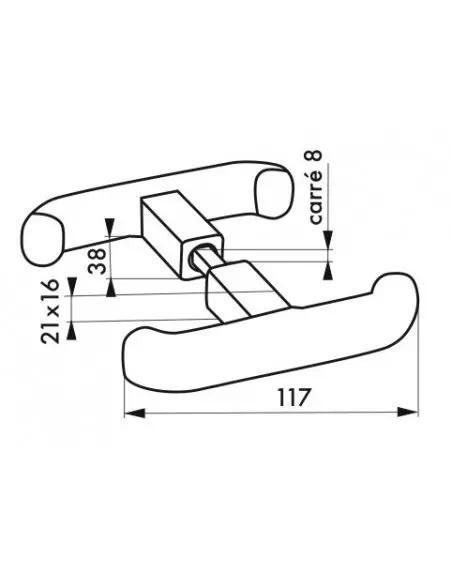 Poignee t. double carré 8 mm noir pour réf. 096562