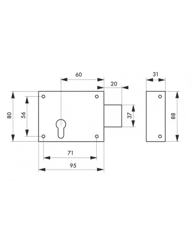 Boîtier cp 95 x 80 mm galvanisé sans gâche Boîtier cp 95 x 80 mm galvanisé sans gâche