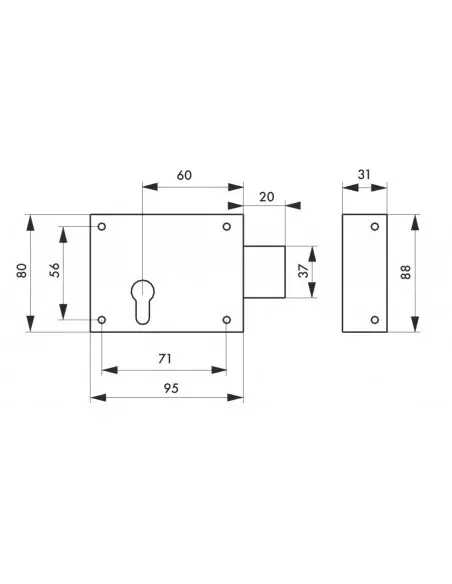 Boîtier cp 95 x 80 mm galvanisé sans gâche