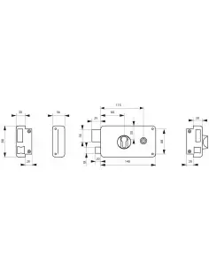 Boîtier à cylindre prof. 140 x 88 mm axe 60 gauche 2