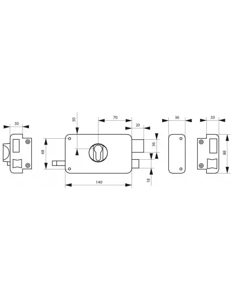 Boîtier à tirage 140 x 88 mm droite